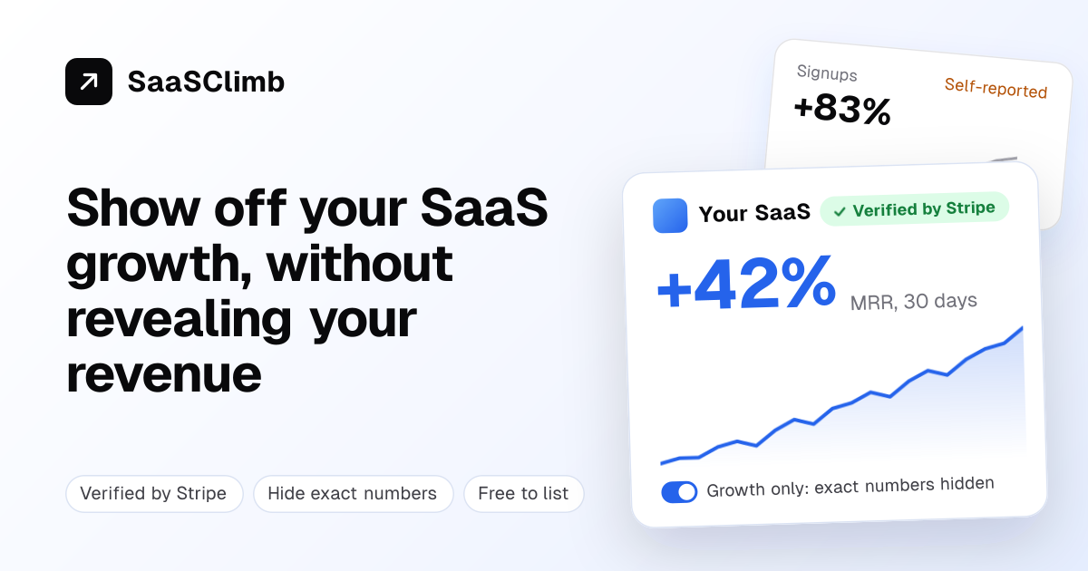 SaaSClimb - Indie SaaS projects and their real numbers